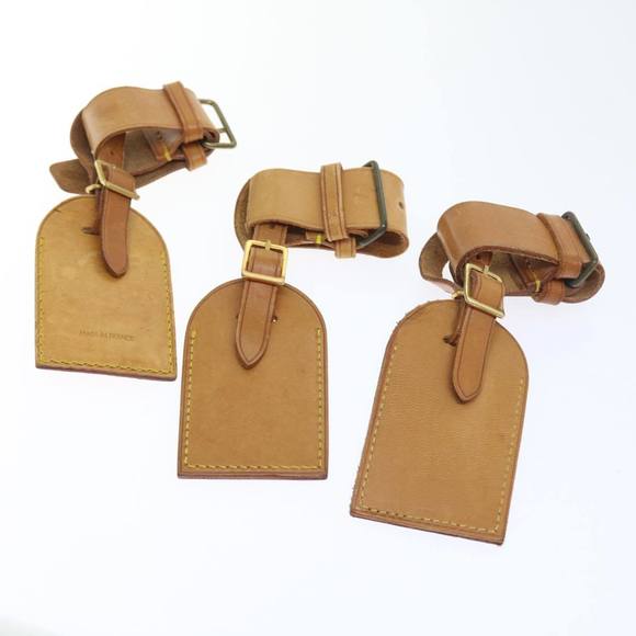 LOUIS VUITTON Powanie Name Tag Leather 10set Beige LV Auth 54475 - Picture 3 of 7